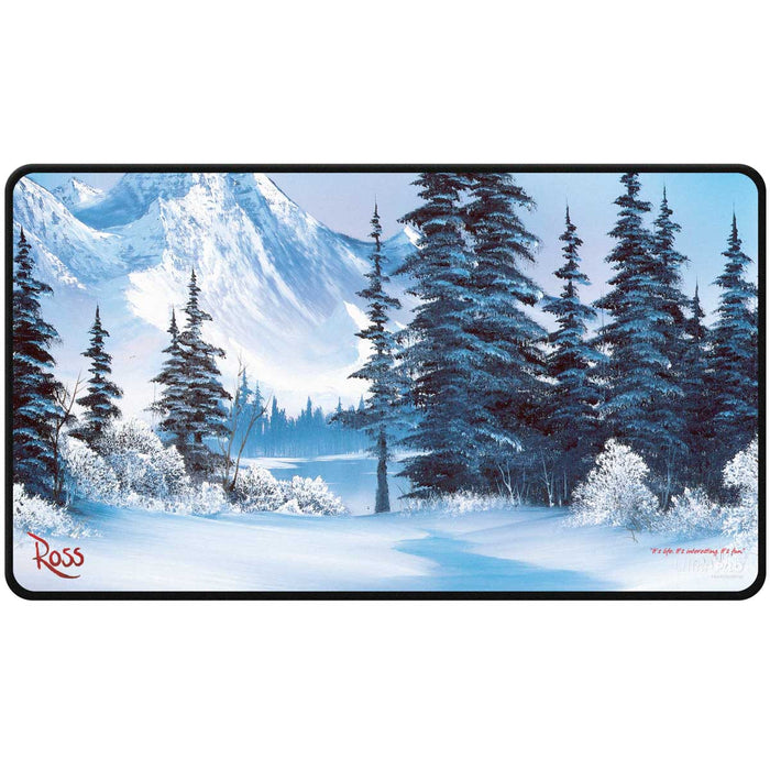 Ultra PRO - Bob Ross Mighty Mountain Lake - Winter Paradise Black Stitched Playmat