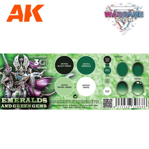 Ak Interactive - WARGAME COLOR SET. EMERALDS AND GREEN GEMS