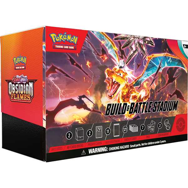 Pokémon TCG: Scarlet & Violet 3 Obsidian Flames Build & Battle Stadium Box - August 11th release date