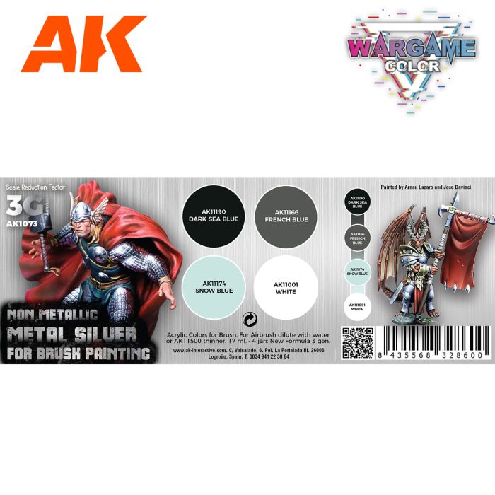 Ak Interactive - Wargame Color Set -  Non Metallic Metal Silver (W.B.)