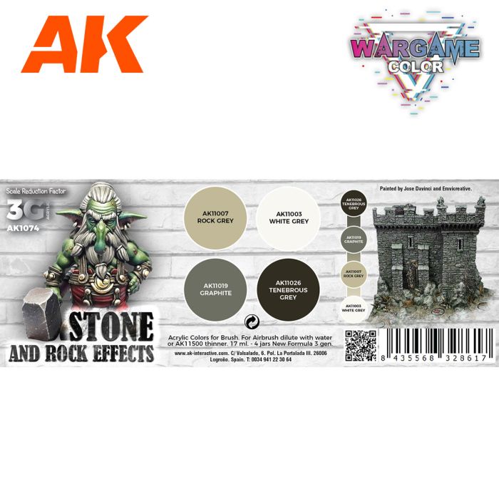 AK Interactive - Wargame Color Set. Stone And Rock Effects.