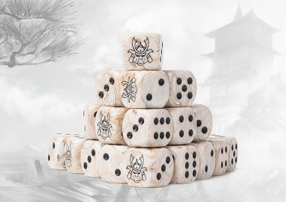 Yoroni - Logo on Parchment Marbled Dice