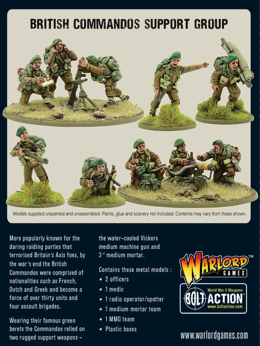 Bolt Action - British Army - Commandos Support Group (HQ, Mortar & MMG)