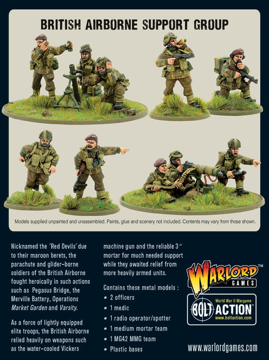Bolt Action - British Airborne Support Group (HQ, Mortar & MMG)