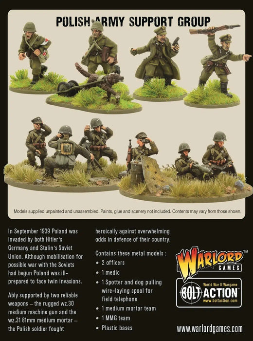 Bolt Action - Polish Army - Support Group (HQ, Mortar & MMG)