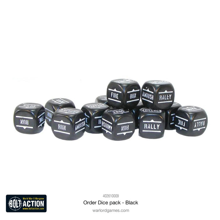 Bolt Action - Orders Dice - Black (12)