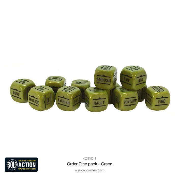 Bolt Action - Orders Dice - Green (12)
