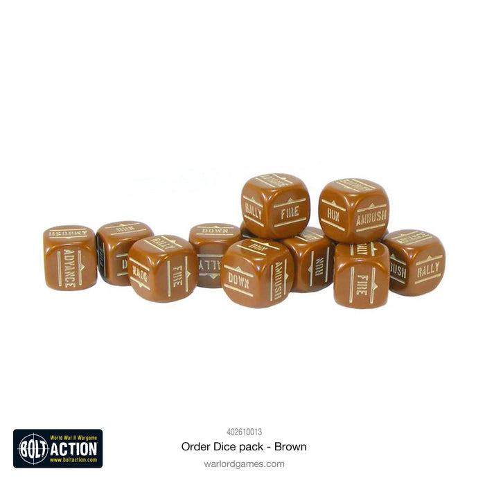 Bolt Action - Orders Dice - Brown (12)