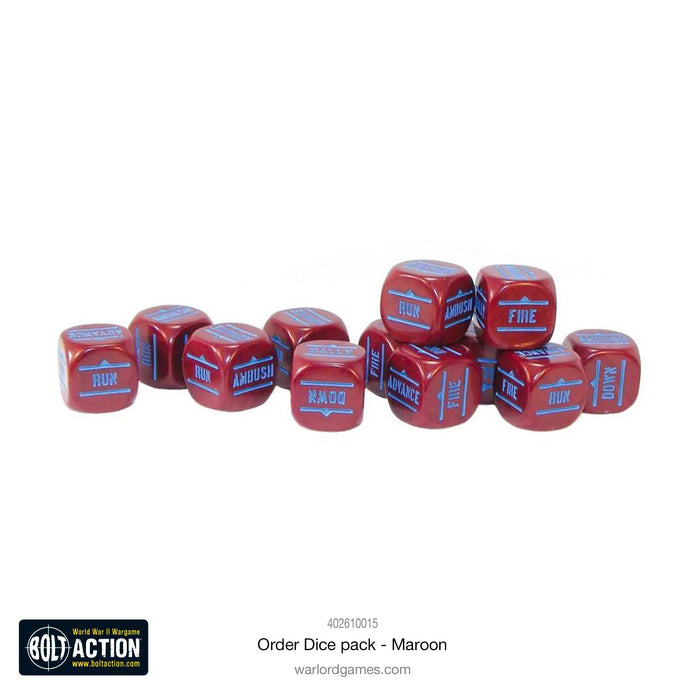 Bolt Action - Orders Dice - Maroon (12)