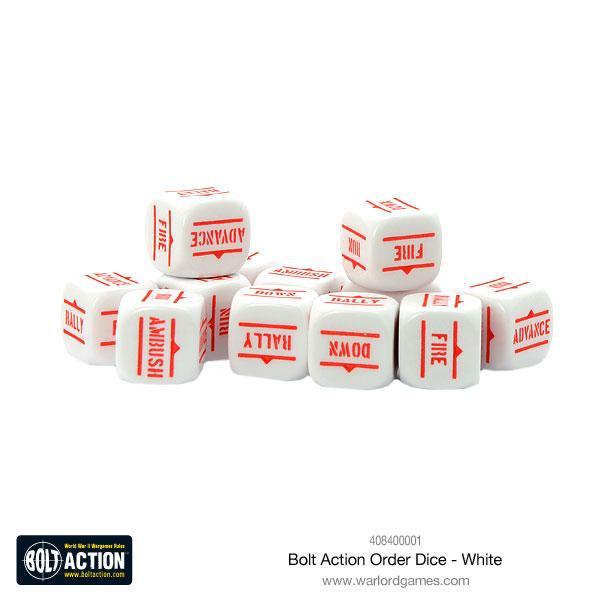 Bolt Action - Orders Dice - White (12)
