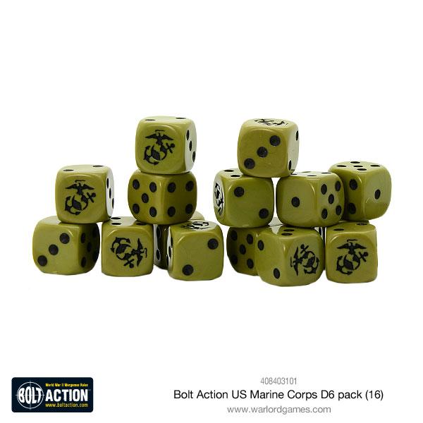 Bolt Action - US Army - Marine Corps D6 Dice (16)