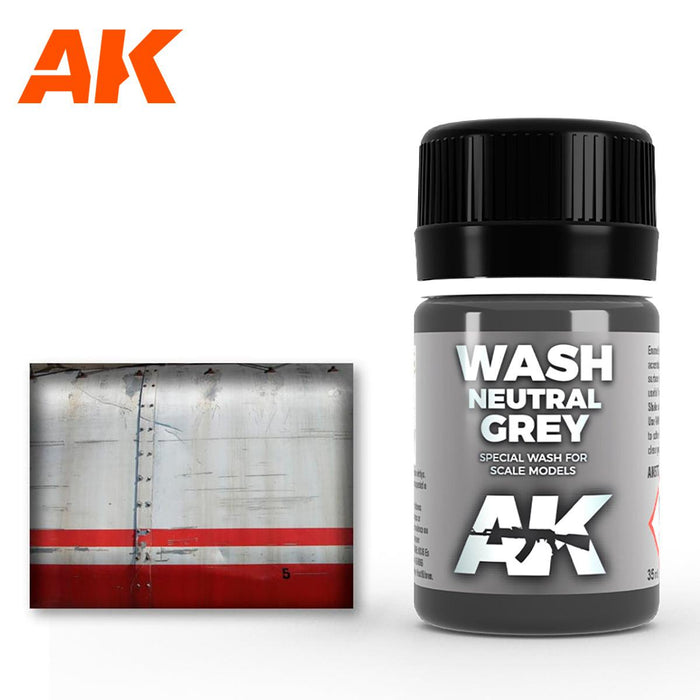 AK - Weathering Enamel - Neutral Grey For White/Black Wash