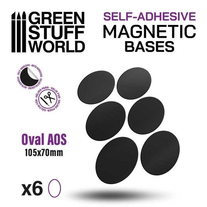 Green Stuff World: Self-Adhesive Magnetic Bases - 105x70mm Oval x 6