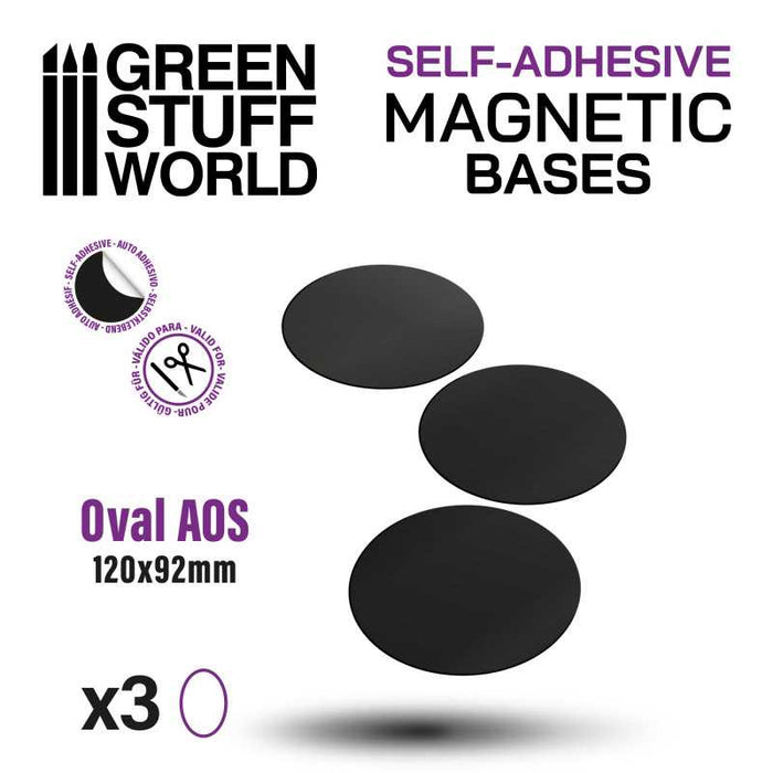 Green Stuff World: Self-Adhesive Magnetic Bases - 120x92mm Oval x3