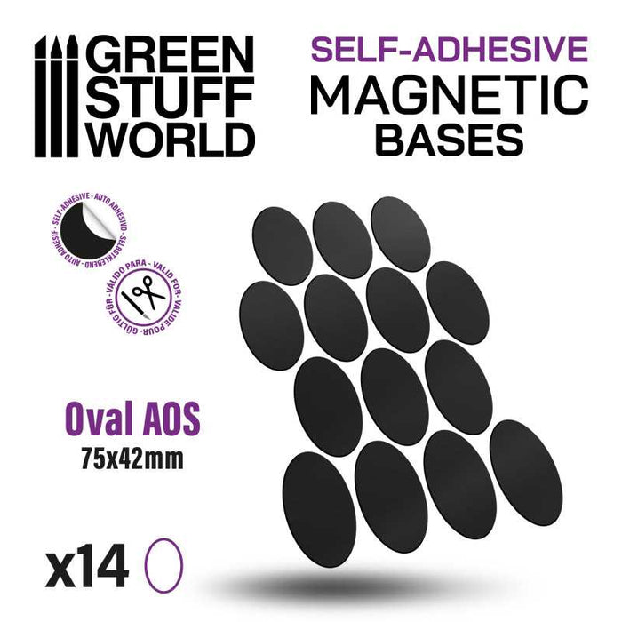 Green Stuff World: Self-Adhesive Magnetic Bases - 75x42mm Oval x 14