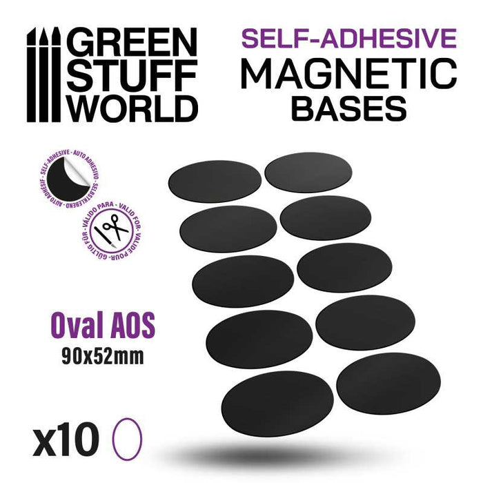 Green Stuff World: Self-Adhesive Magnetic Bases - 90x52mm Oval x10