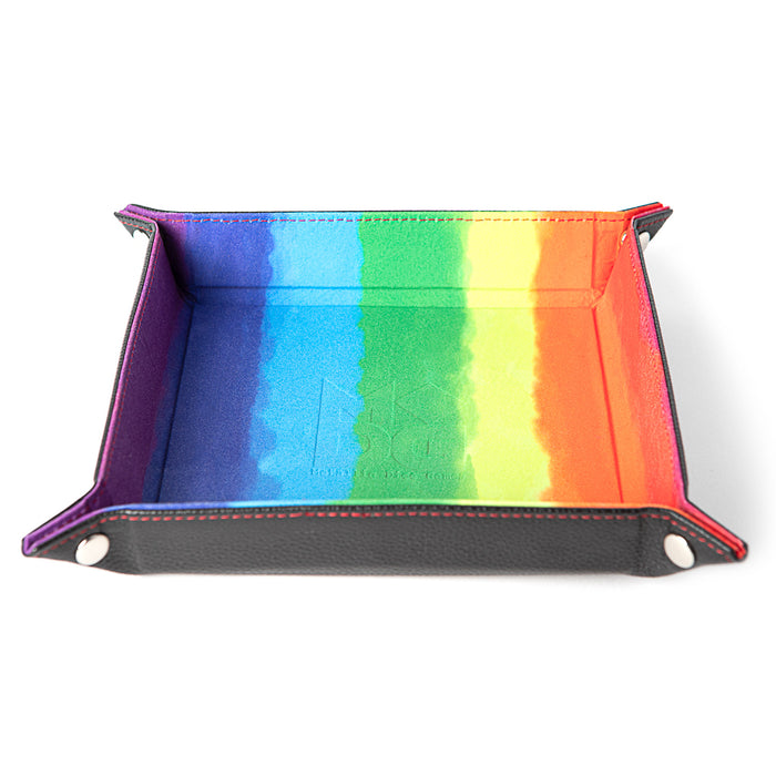 Metallic Dice Games -Fold Up Velvet Dice Tray: Watercolour Rainbow