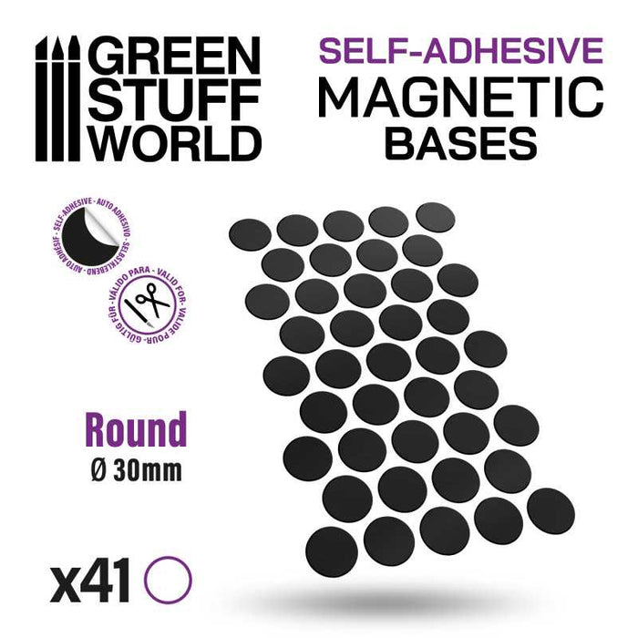 Green Stuff World: Self-Adhesive Magnetic Bases - 30mm x41