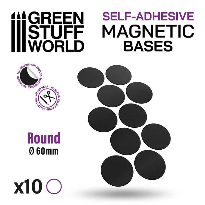 Green Stuff World: Self-Adhesive Magnetic Bases - 60mm x10