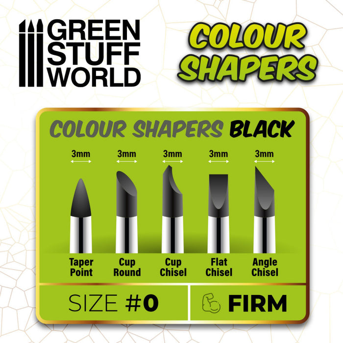 Green Stuff World -Colour Shapers Brushes Size 0 - Black Firm